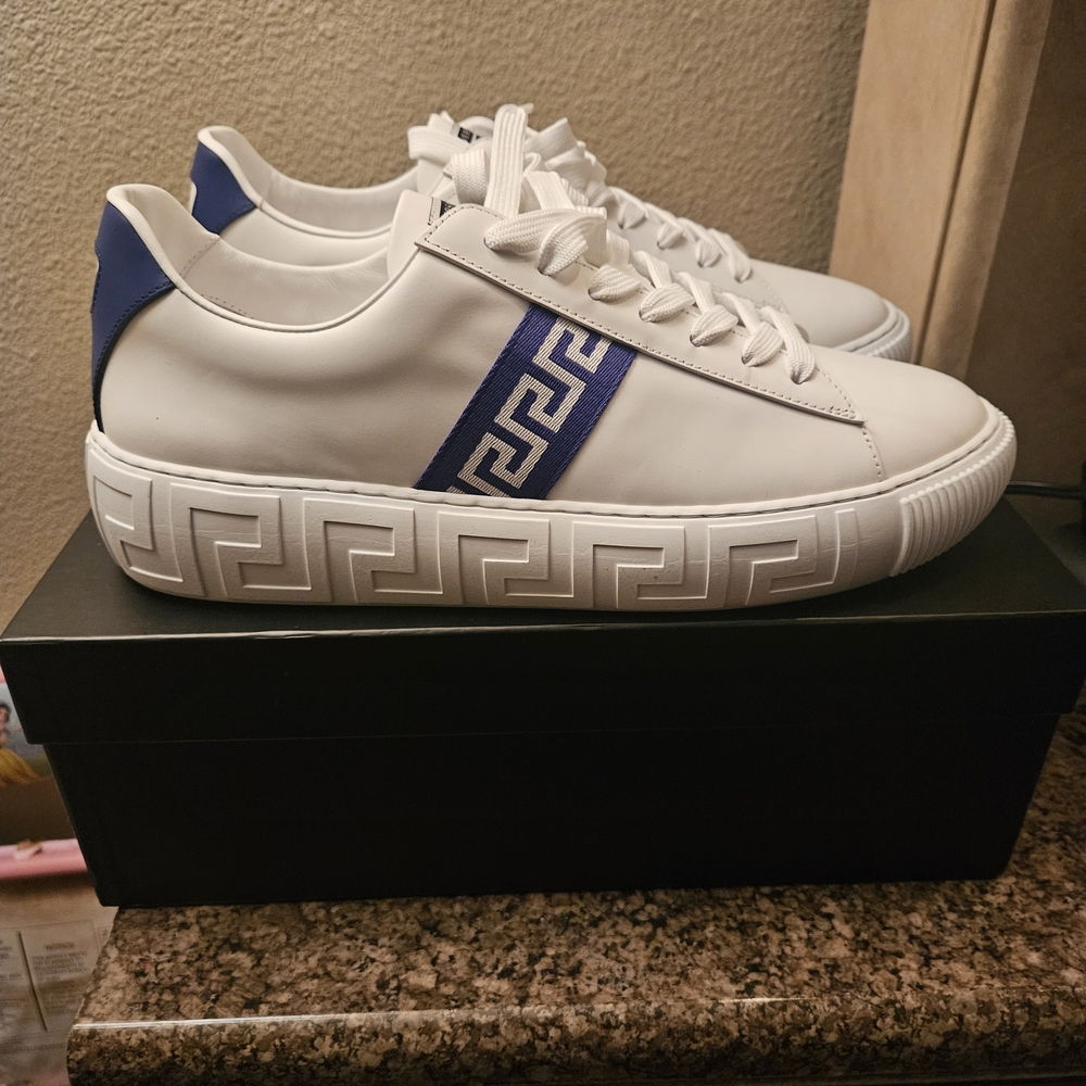 Versace Men's Sneakers in White and Blue